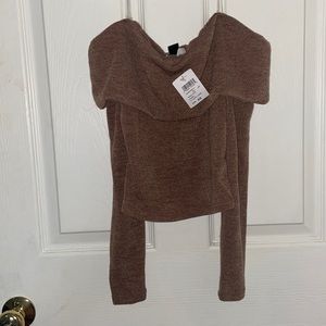 Brown off the shoulder crop top